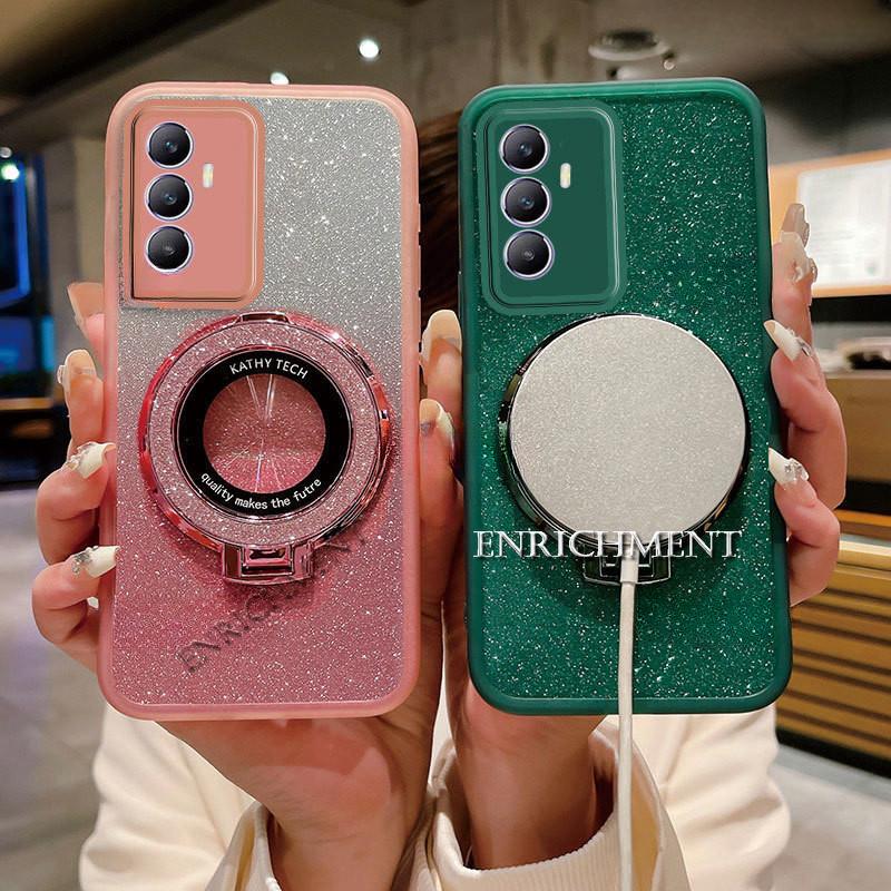 Product Introduction of For Oppo Reno12 Reno12Pro 5G Gradient Bling Casing Transparent Magnetic Ring Holder caseoh harga casing hp Phone Case Shockproof Camera Lens Protector anti slip Back Cover 15