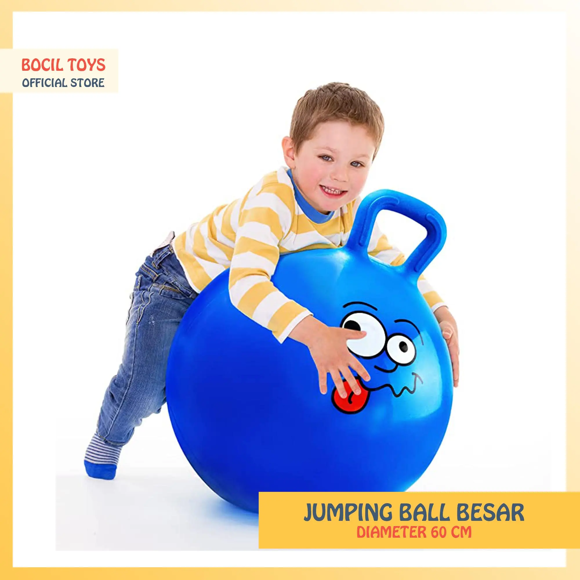 Mainan Anak Jumping Ball Bola Jumping Jumbo Ukuran Besar Karet Tebal Diameter 55 cm