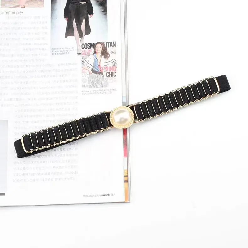 BGS-130 Belt Ikat Pinggang Wanita Sabuk Gesper Mutiara Fashion Casual Dewasa Obi Karet Mewah Kekinian Elegan 2