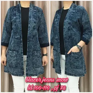 KEIZA BLAZER WANITA// CARDIGAN JEANS WANITA JUMBO // BLAZER JEANS WANITA // OUTER JEANS WANITA TERLARIS Atasan Jaket Oversize Musim panas Crop Cewek