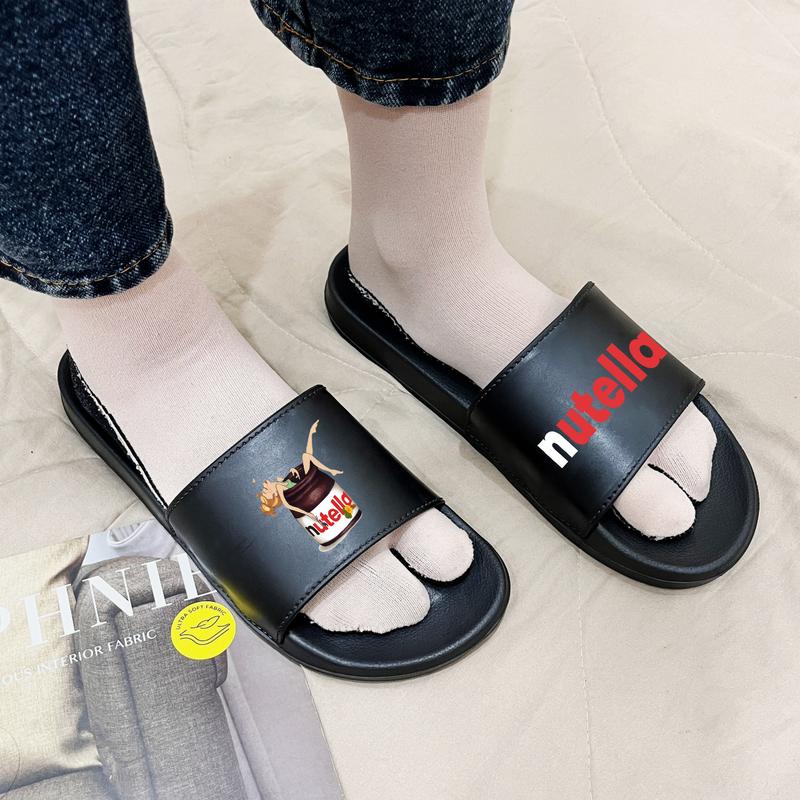 Sandal Slop Jelly Aesthetic Cewek Terbaru Sendal Slip On Luar Ruangan Anti Air Anti Slip 36-44 Shoes Karet Selop Wanita  Elegant size m: 40 - 41 hitam-2 6