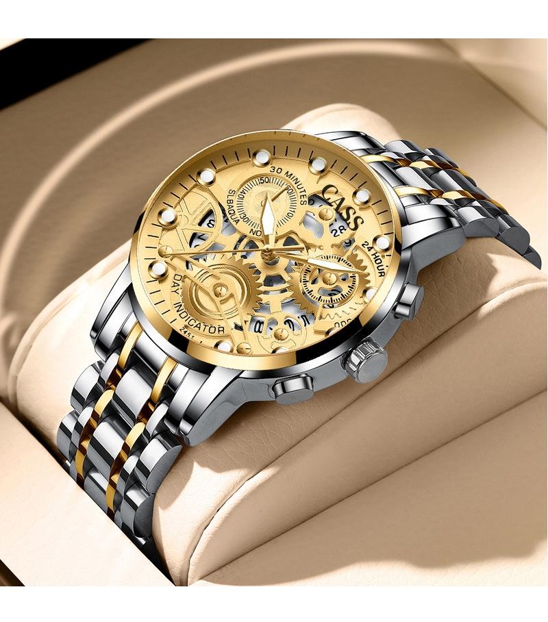 Product Introduction of JAM TANGAN PRIA IMPORT 2024 NEW CASS MEN'S WATCH FASHION HOLLOW BUSINESS WATCH TREN WATERPROOF NIGHT LIGHT LUMINOUS QUARTZ QUARTZ SEGOOD WATCHES 2