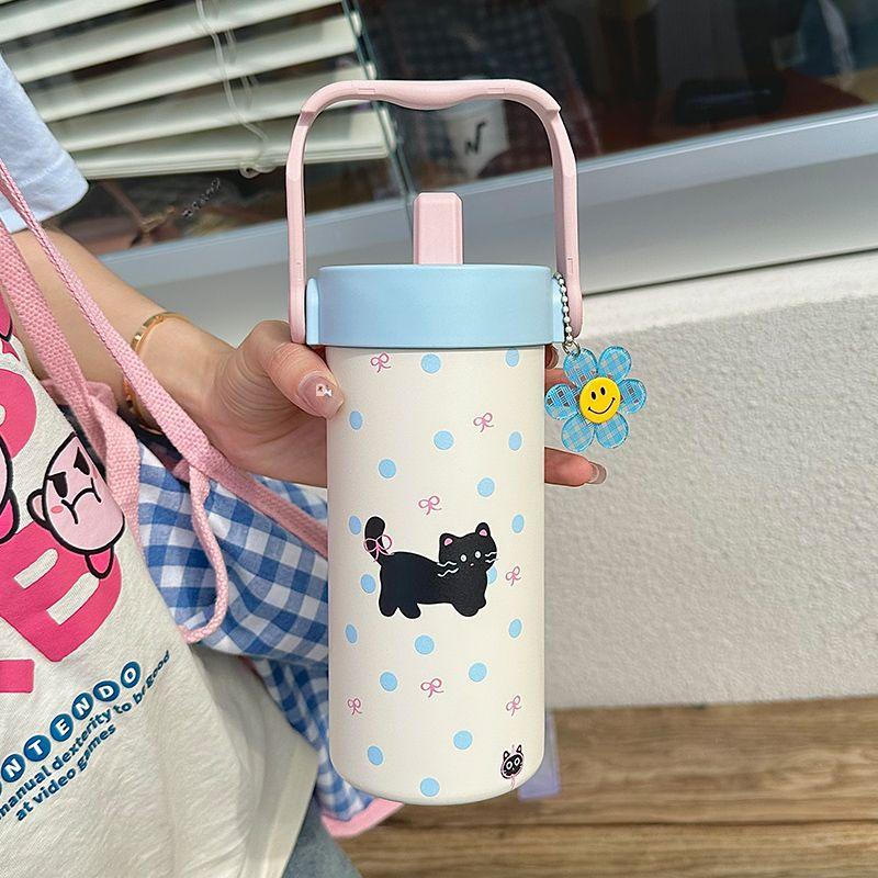 Cốc Cách Nhiệt, Dành Cho Bé Gái, Ưa Nhìn, Dung Tích Lớn, Có Ống Hút, Bảo Vệ Đá Mùa Hè, Hàng Mới Về 2024, Được Làm Bằng Thép Không Gỉ 316 2