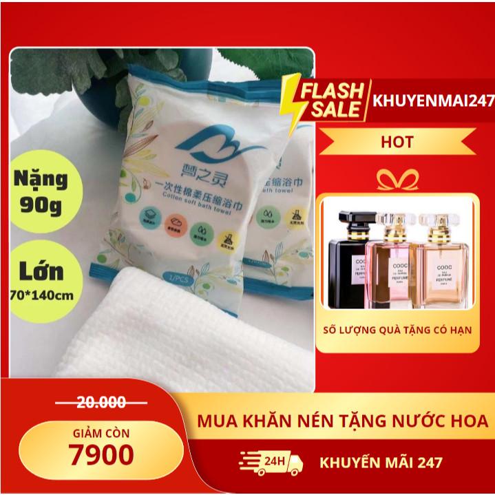 Khăn tắm nén du lịch cotton lớn 70x140cm dùng một lần, loại lớn dày nặng 90g KHĂN NÉN KHÁCH SẠN- khăn nén du lịch 1