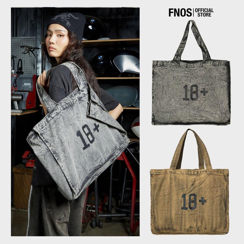 Túi Tote Vải Jeans Local Brand FNOS - 18Plus Denim Tote Bag Grey/Sand Washed TB1,2