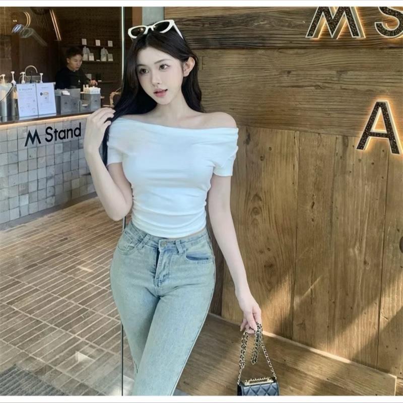 Áo trễ vai nữ , Áo kiểu nữ phong cách tiểu thư thanh lịch mẫu trơn đủ màu ) 7
