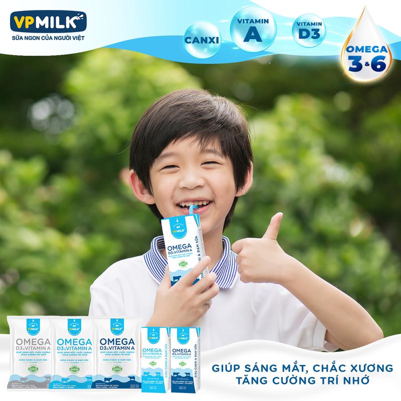 Thùng 48 Hộp Sữa Dinh Dưỡng Tiệt Trùng VPMilk Omega ÍT ĐƯỜNG dạng hộp 110ml