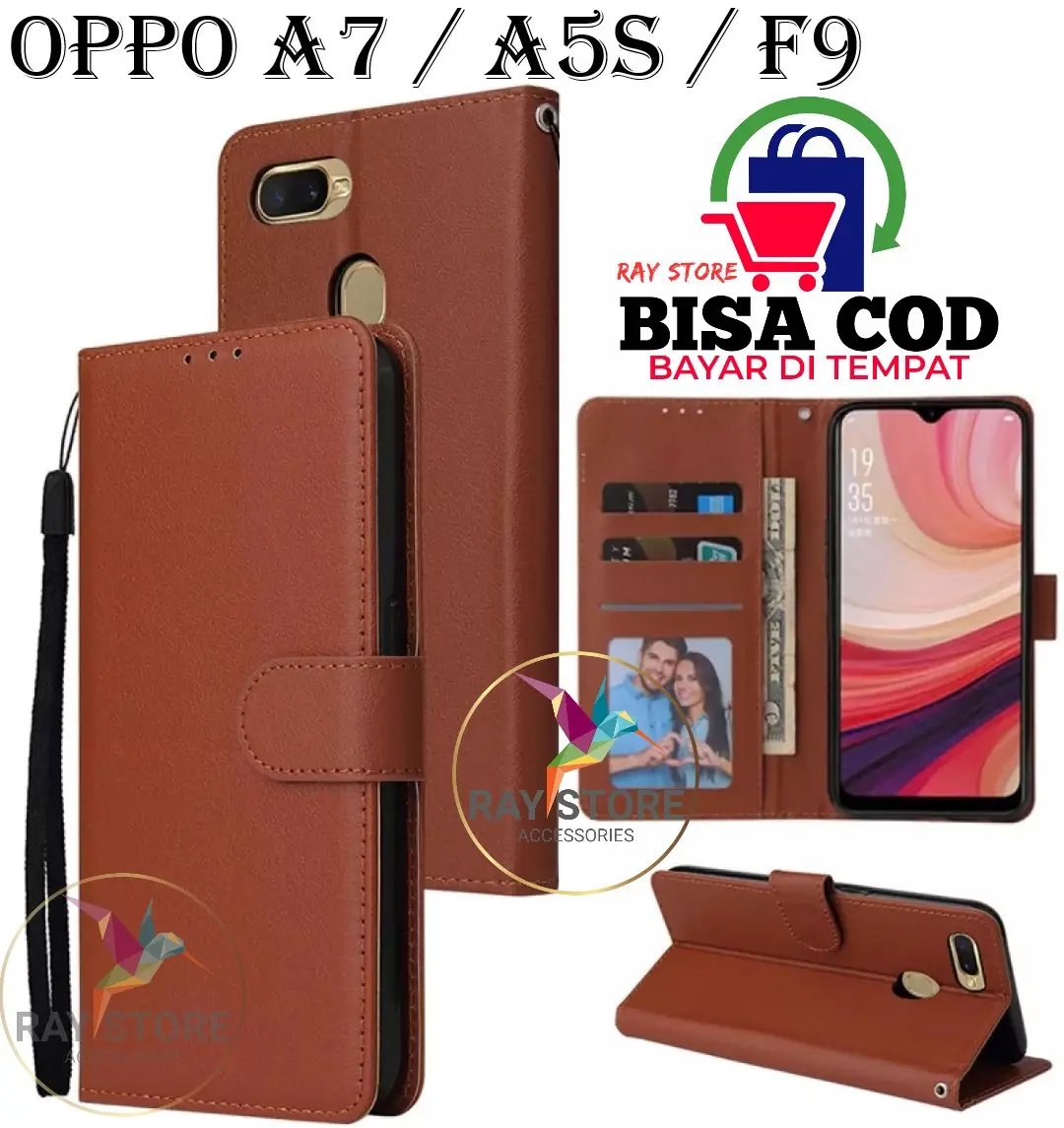 OPPO A5S / OPPO A7 / OPPO F9 FLIP LEATHER CASE PREMIUM-FLIP WALLET CASE KULIT UNTUK OPPO A5S/ OPPO A7 / OPPO F9 - CASING DOMPET-FLIP COVER LEATHER-SARUNG BUKU HP