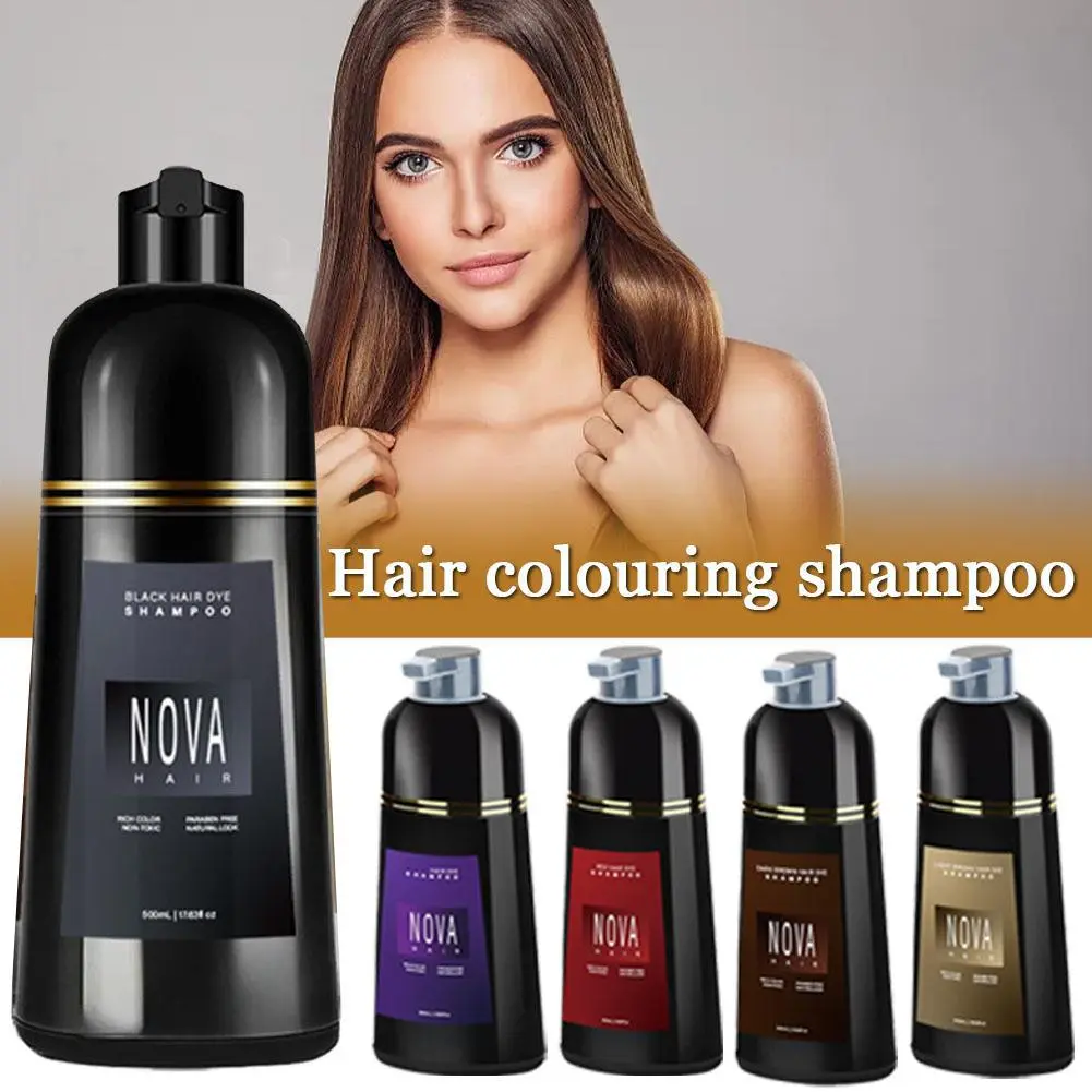Nova Hair Dyeing Hair Care Shampoo 3-in-1 Natural Fast White Hair Dyed Black Hair Dye Lasting Convenience Men Women Hair Care