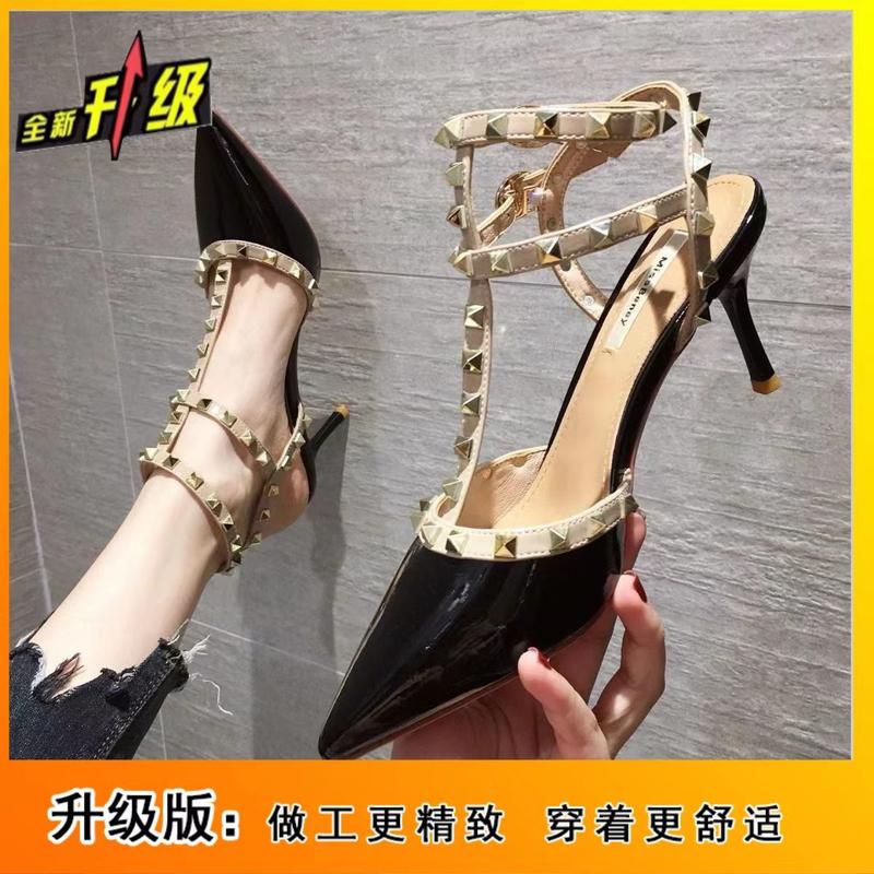 2025 Stiletto Sandals for Women Fairy Style Rivet Spring New Versatile Pointed Toe Plus Size High Heels Fashion Hot Item 7