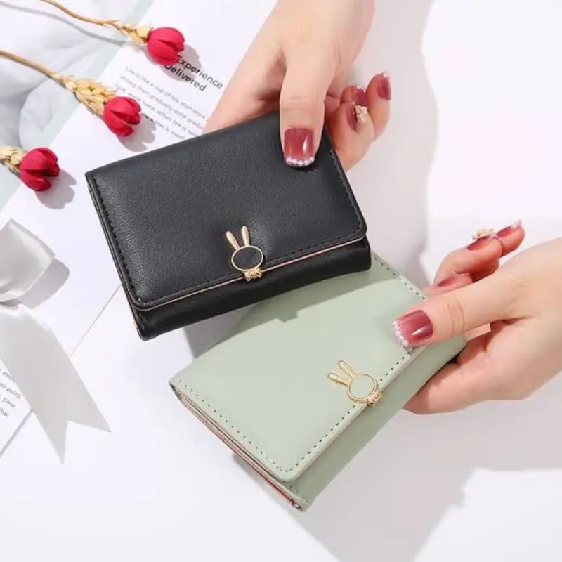 Dompet Lucu Import Premium Telinga Boneka Banyak Slot Kartu Modis Simple Elegant Modern Tutup Kancing Wanita Kulit korea 0