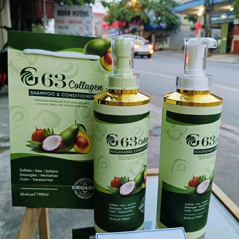 Đang được trợ giá cặp dầu gội xả G63 collagen 800ml  tinh chất bơ dừa siêu phục hồi hư tổn,dầu gội cặp, dầu gội dầu xả,