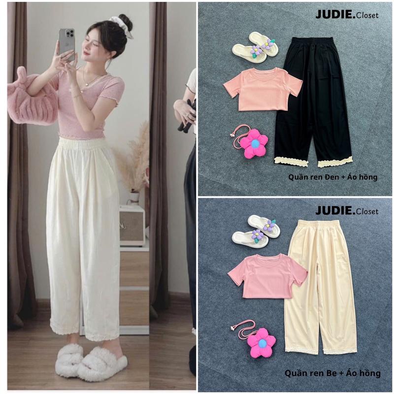 Quần Bom Nữ Dáng Lửng Chất Thô Gắn Gấu Ren Cạp Chun Co Dãn JUDIE.Closet 5