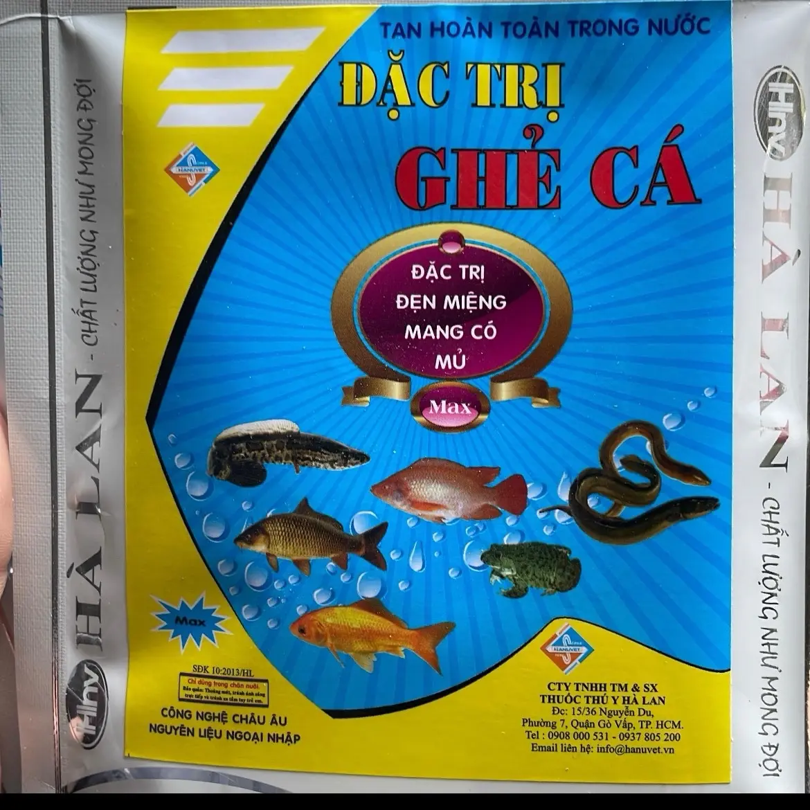 1 gói đặc trị ghẻ cá, đẹn miệng, mang có mủ trên cá, ếch, lương, baba,,,,