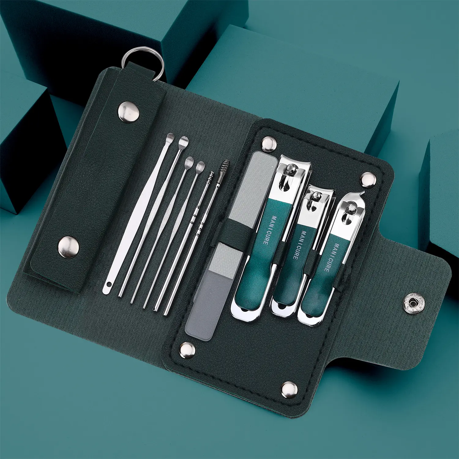 Gradual change color nail clippers four-piece set rotating bag nail clippers set size number oblique nail clippers
