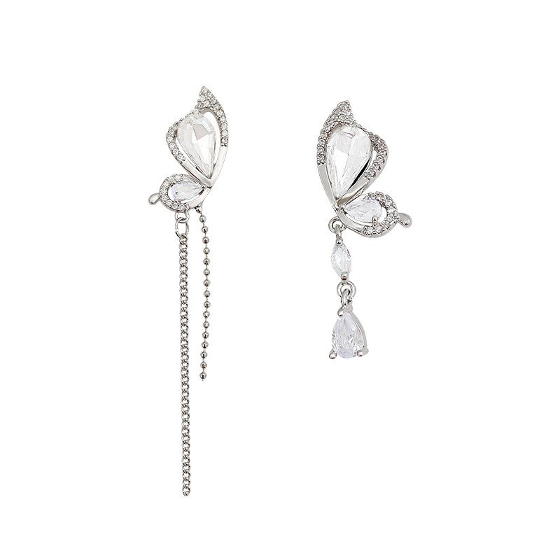 Anting Kancing Kupu-kupu Berlian Imitasi Super Flash untuk Wanita 3
