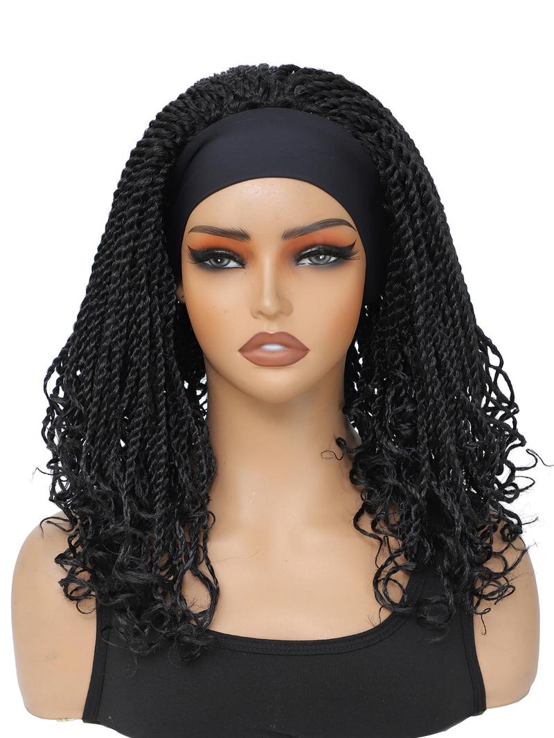 Product Introduction of 12 Inch Short Braided Headband Wigs for Black Women, Heat Resistant Crochet Twist Box Braided Headband Bob Wig, African Synthetic Braiding Hair Headband Wig 2