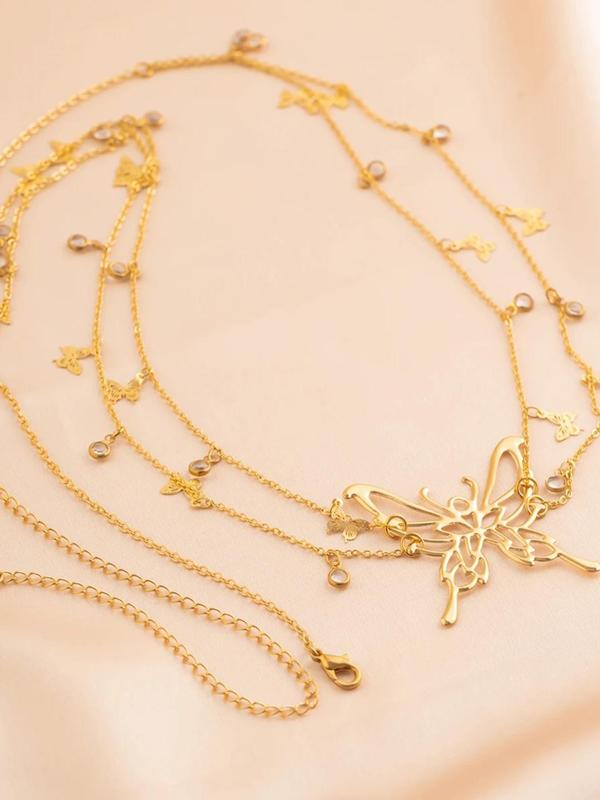 Women's Butterfly Design Layered Waist Chain, Fashionable Body Jewelry for Party, Daily Clothing Decor, Trendy All-match & Exquisite Jewelry for Birthday Gift 3