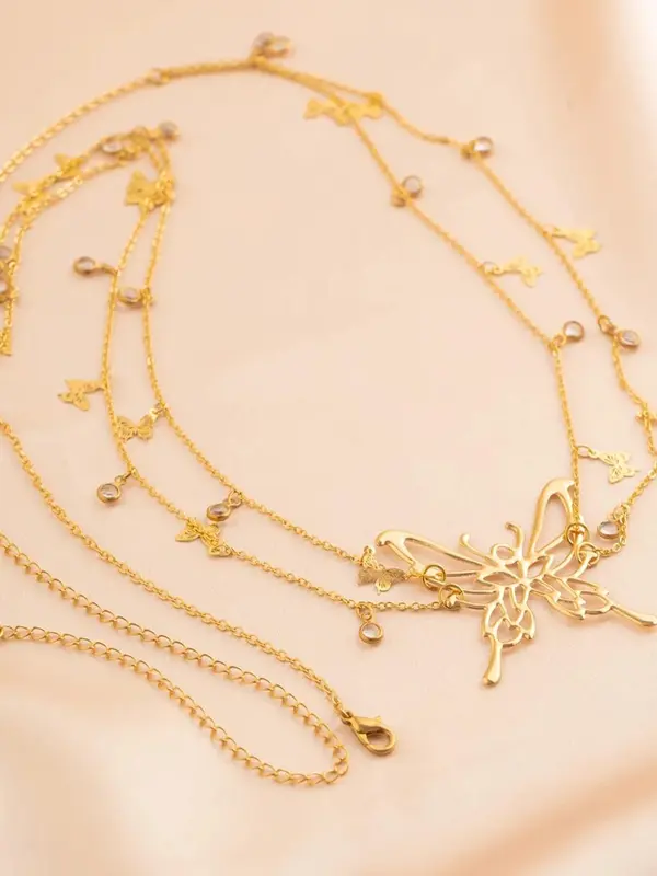 Women's Butterfly Design Layered Waist Chain, Fashionable Body Jewelry for Party, Daily Clothing Decor, Trendy All-match & Exquisite Jewelry for Birthday Gift 3