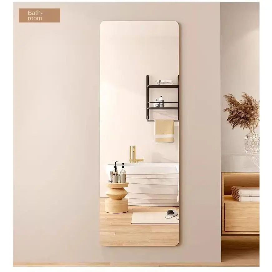 Yalike Soft Mirror Wall-Mounted Self-HD Frame Clothes Mirror Sticky Hole Facial Tissue Stickers Household Punch-Free No Body Full-Length Mirror Decor aesthetic mirror