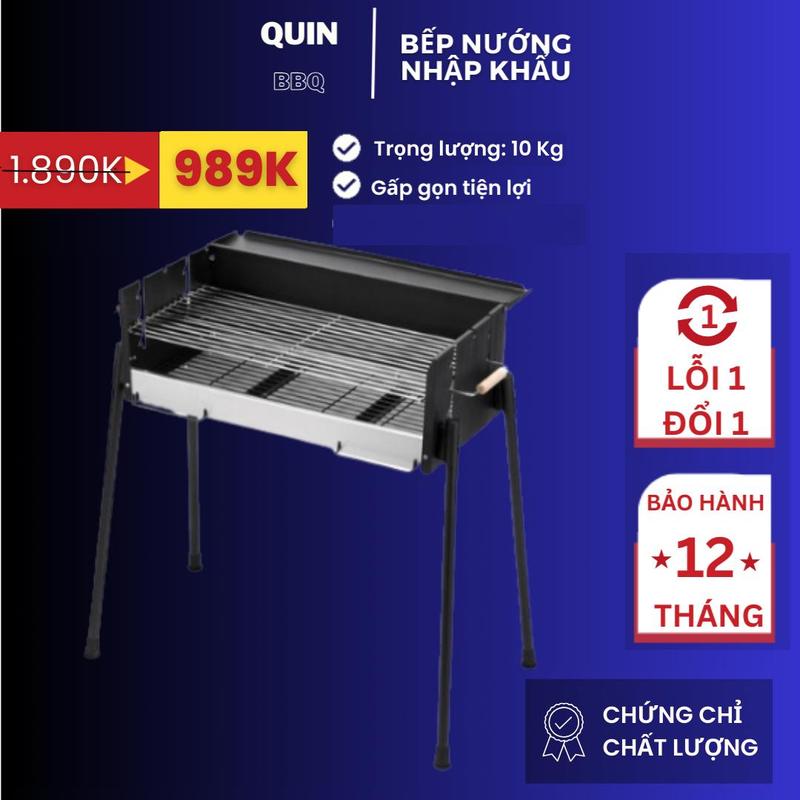 Lò nướng than bếp nướng than gấp gọn QUIN STORE hàng nhập khẩu cao cấp dùng để nướng ngoài trời phù hợp dã ngoại du lịch