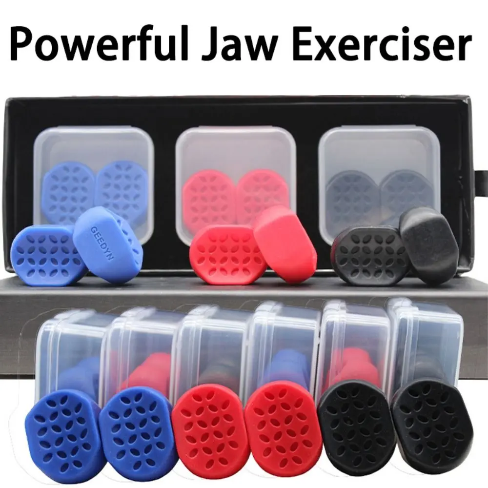 4pcs 50lbs Quatrefoil Jaw Exerciser Facial Muscle Training Silicone Powerful Facial Exerciser Chewing Ball Sculpting Jawline Exerciser Men and Women