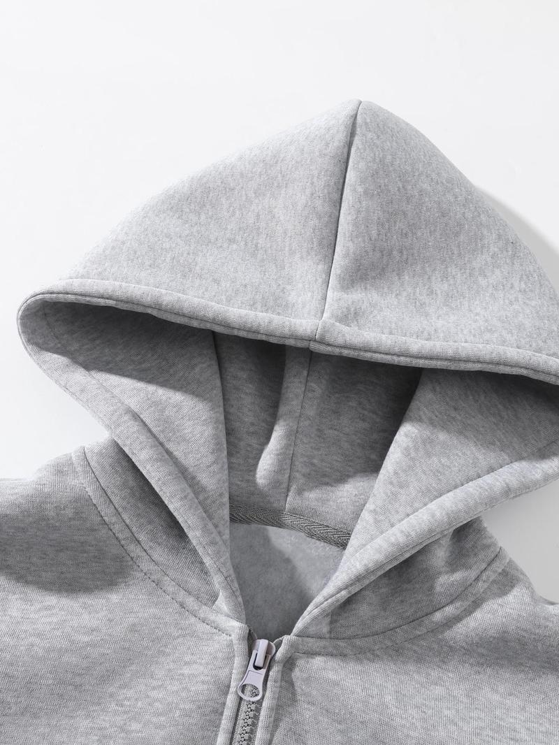 Product Introduction of Men's Solid Zip Up Hoodie, Casual Loose Long Sleeve Hooded Sweatshirt for Daily Wear, Men's Clothes for All Seasons, Hoodies for Men 9