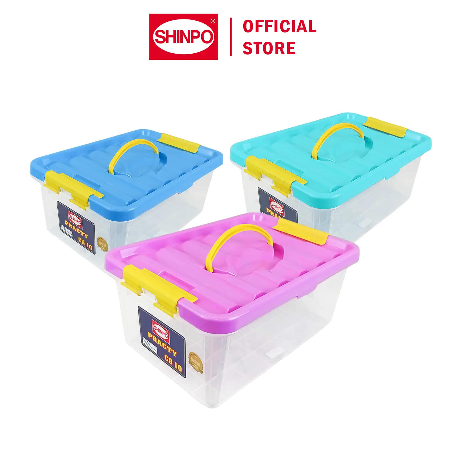 SHINPO Box Penyimpanan Kontainer Plastik 10 Liter Kotak Serbaguna Practy Container Box Lock Klip Pengunci SPO-SIP-129-CB10