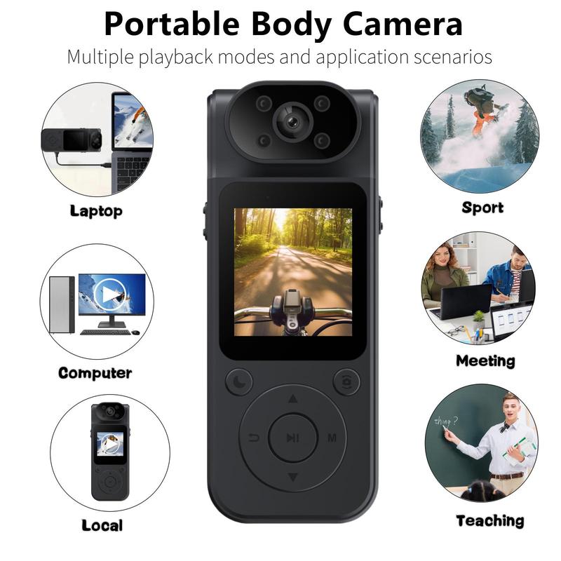 Product Introduction of 4K Vlog Body Cam, 1 Count Portable Sports Camera with 1.45'' Color Display & 6X Digital Zoom, Wearable Action Camera for Outdoor Sport Cycling Skiing 8