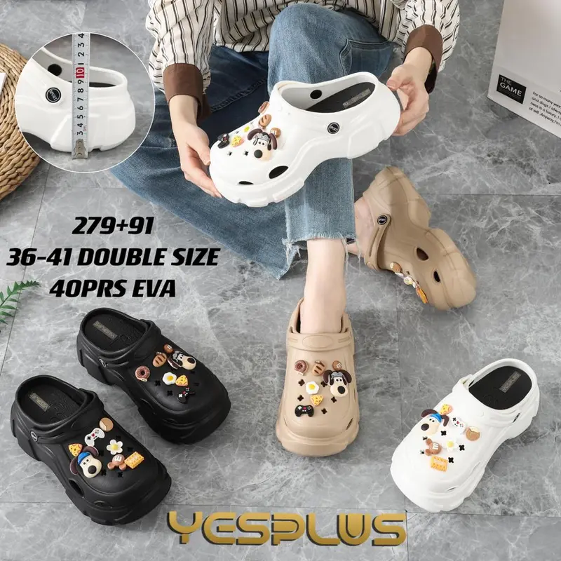 [AURELIO] - Sandal Lebaran 2024 Model baru Jibbitz Dog Variasi Donat Tinggi 7 Cm Karet limitless sandal Wanita 1
