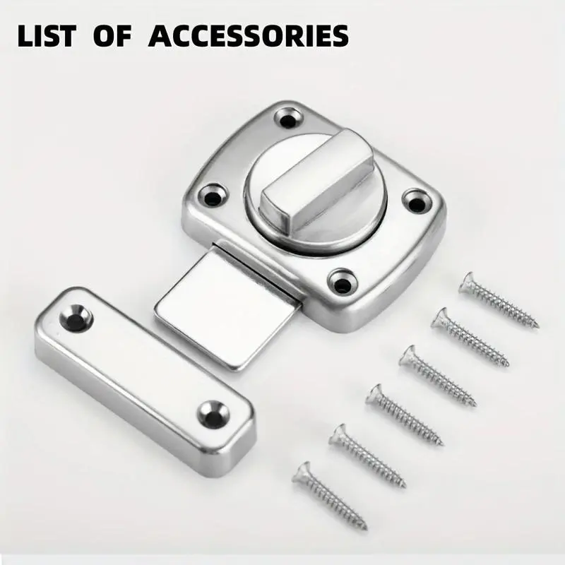Adjustable Backset Stainless Steel Swivel Bolt Door Lock, Push Button Controlled Mechanical Knob Security Solution for Home Protection 3