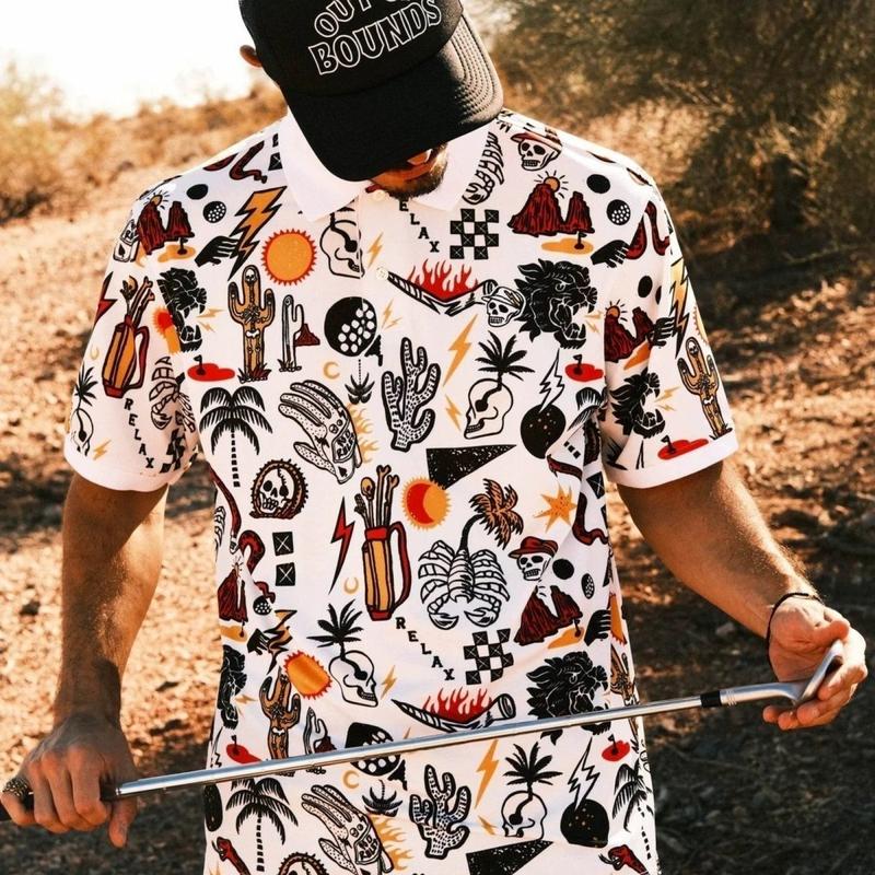 Product Introduction of 2025 American Graffiti Golf Men's Lapel Short-Sleeved T-shirt Summer Loose New Polo Shirt Casual Trend Polo 5