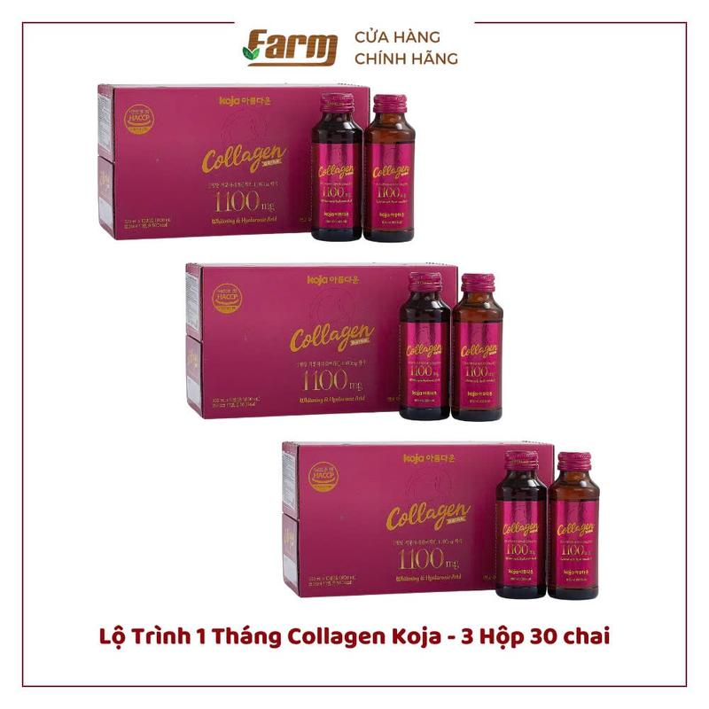Lộ Trình 1 Tháng Uống Collagen Koja - 3 Hộp 30 Chai