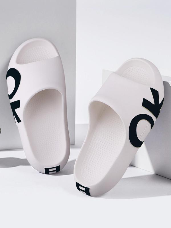 Women's Summer 2024 Fashionable Letter Pattern Slippers, 1 Pair Soft Lightweight Non-slip Home Slippers for Indoor and Outdoor Wear, Perfect Shoes for Women & Men 8