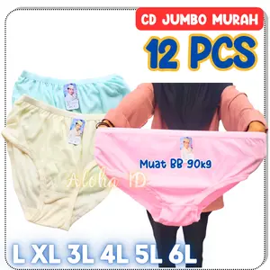 (L XL 3L 4L 5L 6L) 12 PCS CELANA DALAM WANITA 1 LUSIN CD JUMBO BAHAN HYGET GROSIR