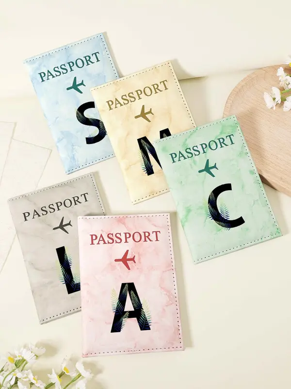 Letter Pattern Passport Case, Lightweight & Portable Passport Holder, Multi-functional Passport Cover, Travel Accessories for Men & Women 6