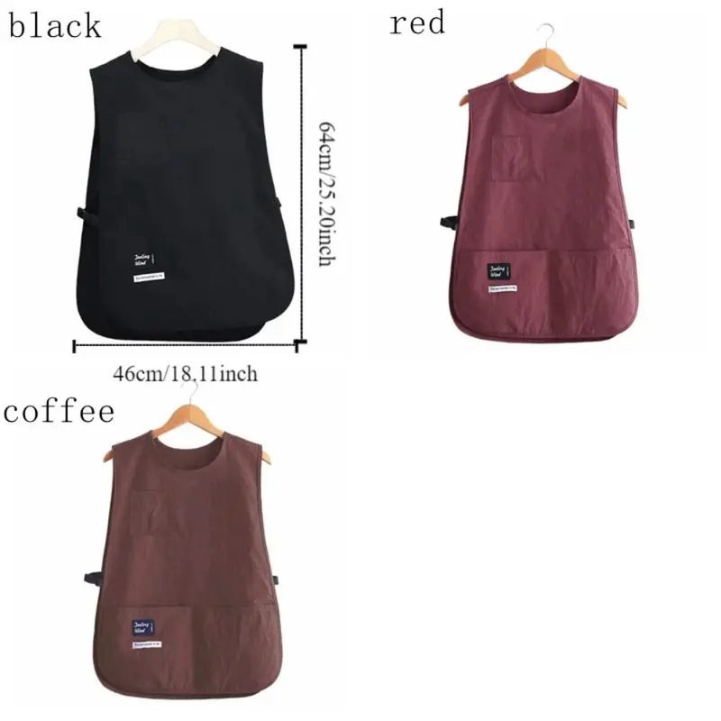 Tạp Dề Phong Cách Áo Vest Không Thấm Nước, Nhung, Có Túi, Chống Bám Bẩn, Màu Trơn Tạp Dề Làm Đẹp Tiện Lợi, Thích Hợp Cho Nam Giới, Đồ Dùng Vệ Sinh 2