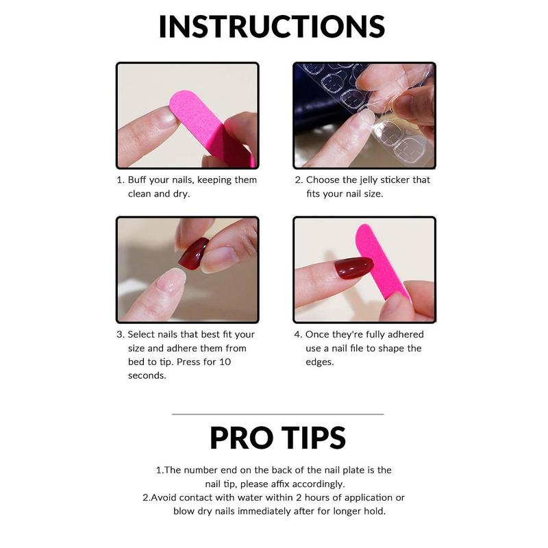 Short Square Fake Nail, 24pcs/set French Style Press on Nails for Women & Girls DIY Nail Art, Removable Elegant Stick on Nails Kit 3