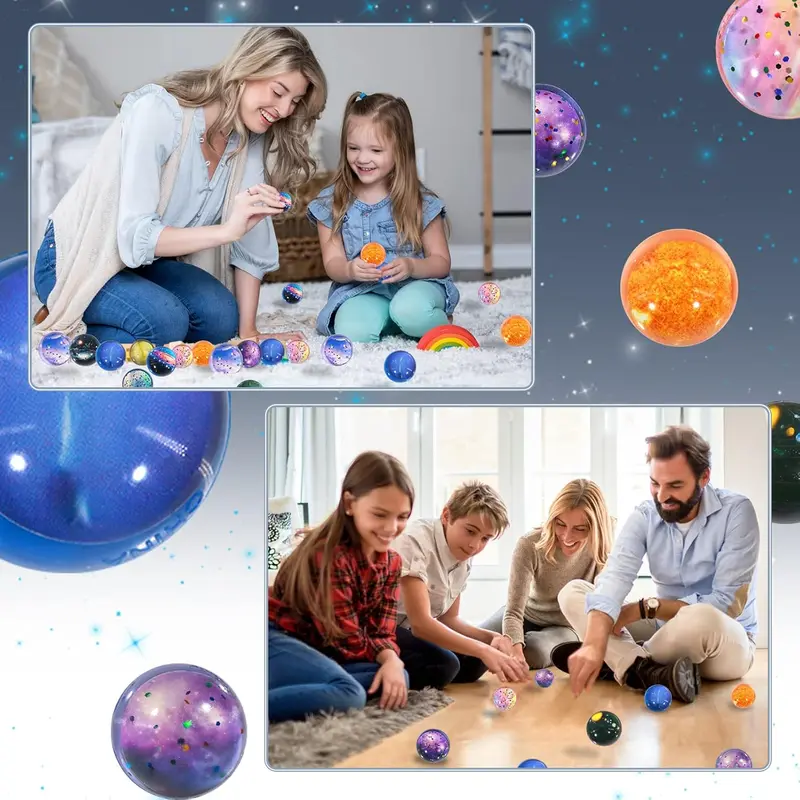 Annhao 30 PCS Bouncy Balls, Space ball party bag fillers for kids 32mm bouncy balls for kids party bags fillers bounce balls for kids party bags fillers bounce for kids bubble balls for Fun games 2