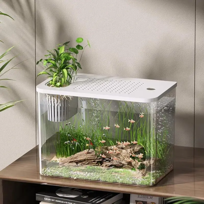 PETABS Fish New Transparent with Lid Aquarium Drop Resistant Hydroponic Turtle Tank Home