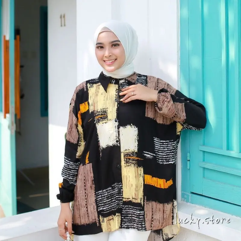 KEMEJA OVERSIZED RAYON MOTIF TERBARU | Atasan Vintage Oversize Wanita Terlaris|Kemeja Hawaii Muat Jumbo| Nyaman dipakai Part 1 Katun Santai Santai Panjang viral 2