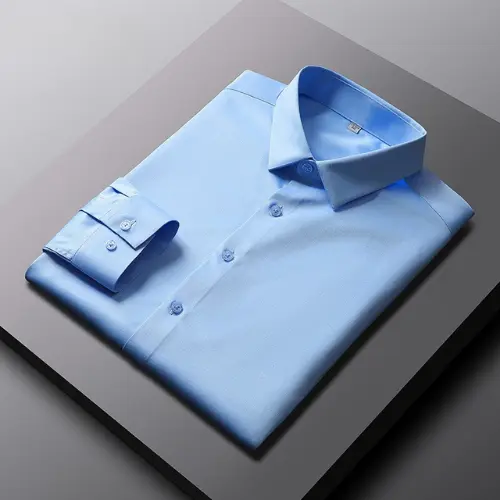 Áo sơ mi lụa nam dài tay cổ bẻ, áo sơ mi vải lụa không nhăn không xù cao cấp. 3