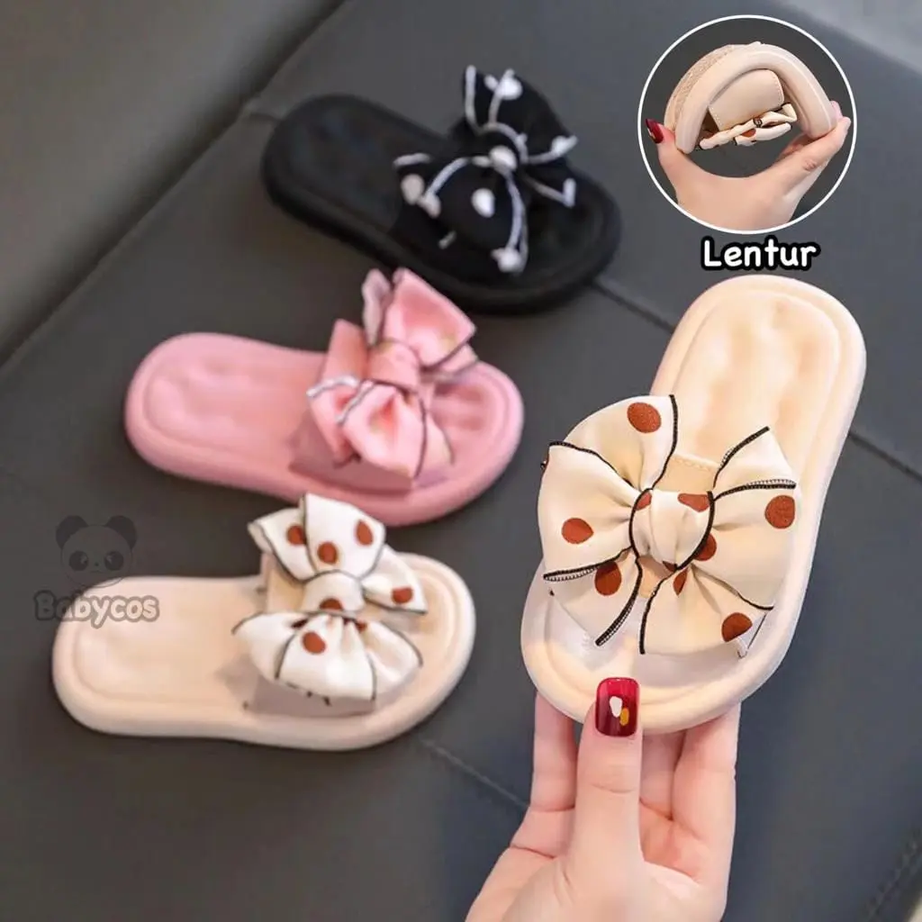 PROMO 1.1 Babycos - POLKA TIARA Sandal Slop Anak Perempuan Usia 2 - 7 Tahun Ukuran 24-35 Bahan Karet Lentur Ringan 2023 Viral Kekinian Kado Hadiah