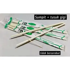 10 PASANG - Sumpit Bambu + Tusuk Gigi / Sumpit Sekali Pakai Free Tusukan Gigi Panda Sukawa Seika STERIL HIGENIS EKONOMIS Kayu Plastik AIO