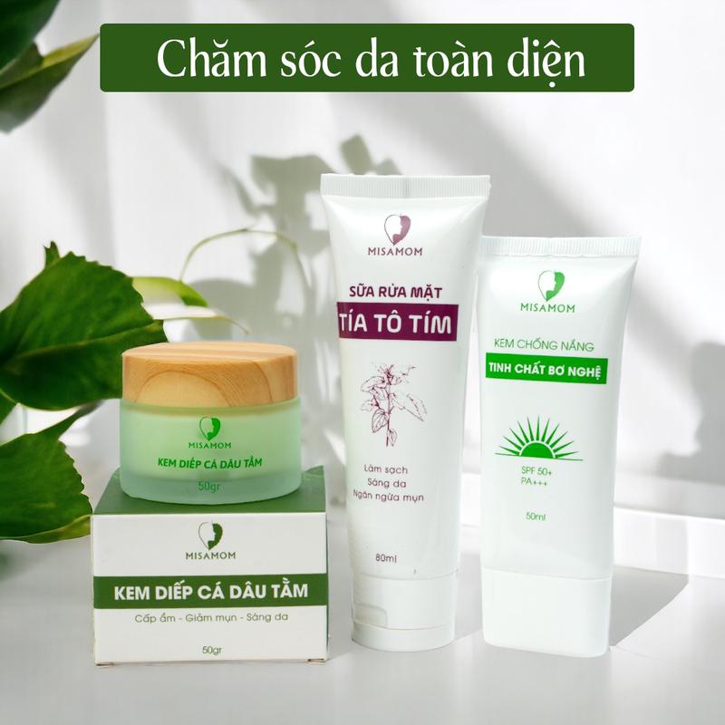 Bộ 3 Chăm Sóc Da Toàn Diện - Kem Diếp Cá & Kem Chống Năng & Sữa Rửa Mặt Skincare