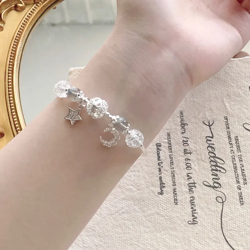 Vòng Tay Sông Ngôi Sao, Thiết Kế Sáng Tạo, Vòng Tay Ngôi Sao Ngọt Ngào Và Mặt Trăng, Đính Cườm Đá Ánh Trăng 3