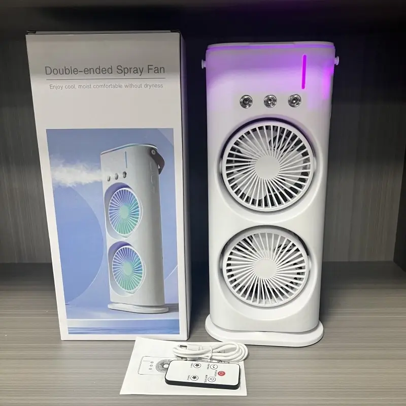 (Hàng loại 1- Đã ktra khi gửi4)  Quạt Phun Sương Tích Điện Với 3 Đầu Phun Sương có đèn led7