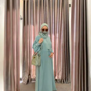 gamis sania long dress lengan panjang crinkle airflow syafla Muslim Oversize