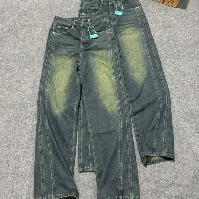 (S-2XL)HHCHOU-Quần Jean suông viền màu đậm trầm chất QC H5604 Nữ Women Pants | BigBuy360 - bigbuy360.vn