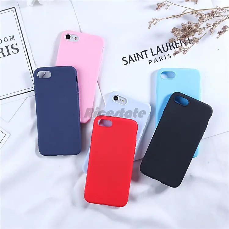 Case For iPhone 5 5s 6 6s 7 8 Plus SE X XR XS Max 11 Pro Max Simple Solid Color Ultrathin Soft TPU Case Candy Color Back Cover